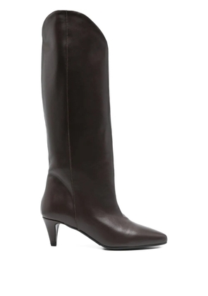 Gisel Moire 50mm calf-leather pointed-toe boots - Brown