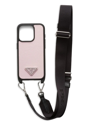 Prada triangle logo iPhone 15 Pro case - Pink