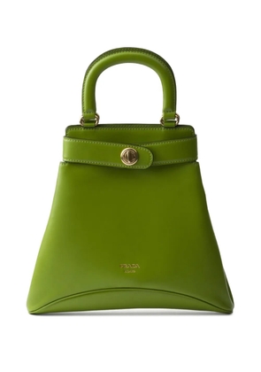 Prada logo-stamp leather tote bag - Green