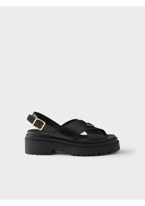 Prada leather platform sandals - Black