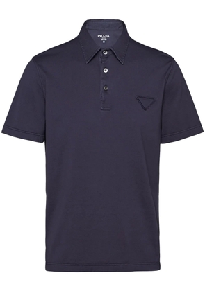 Prada triangle-logo cotton polo shirt - Blue