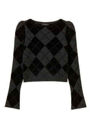 TWINSET puff-sleeve diamond-pattern jumper - Black
