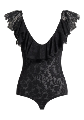 Alberta Ferretti ruffled-sleeves body - Black