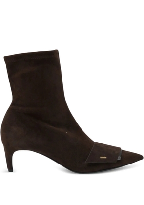 Del Carlo 50mm pointed-toe zip boots - Brown