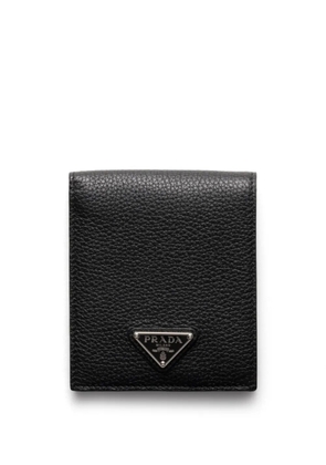 Prada enamel triangle-logo wallet - Black