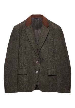 Prada suede-panel chevron wool jacket - Brown
