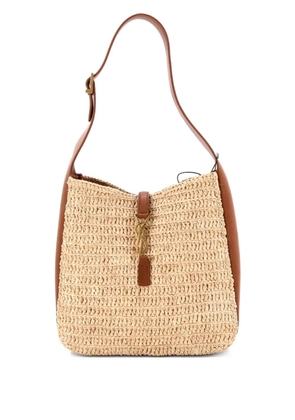 Saint Laurent Pre-Owned Le 5 a 7 Supple Hobo Raffia and Leather Small tote bag - Brown