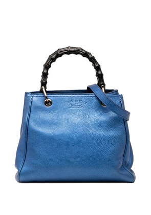Gucci Pre-Owned 2016-2025 Small Metallic Calfskin Bamboo Shopper satchel - Blue