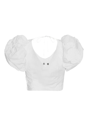 ROTATE BIRGER CHRISTENSEN puff-sleeve floral-embroidered top - White