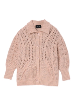 Simone Rocha cable-knit collared cardigan - Pink