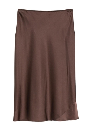 Dorothee Schumacher bias-cut satin midi skirt - Brown