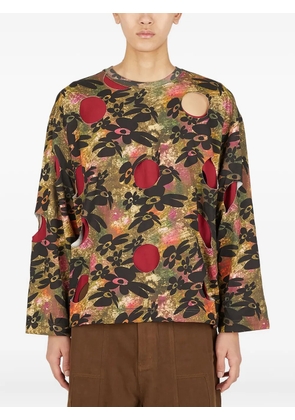 Perks And Mini cut-out floral-print T-shirt - Green