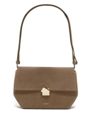 Closed leather shoulder bag - Brown