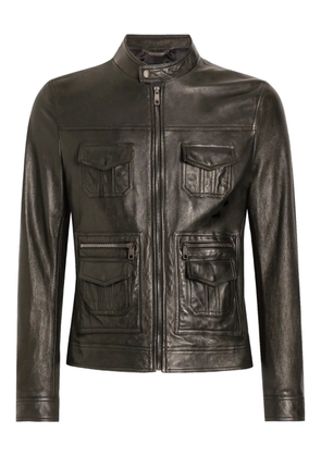 Dolce & Gabbana zip-fastening pocketed leather jacket - Black