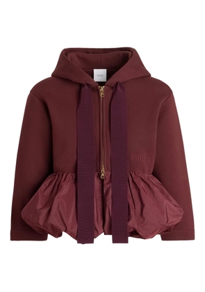 Patou ruffle-hem zip-up hoodie - Red
