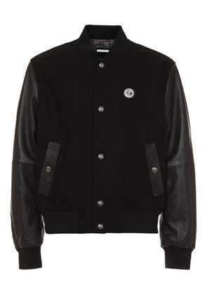 Just Cavalli leather-sleeves bomber jacket - Black
