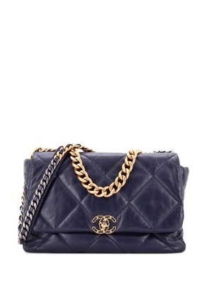 CHANEL Pre-Owned 19 Flap Bag Quilted Leather Maxi crossbody bag - Blue