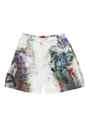 Acne Studios paint-splatter shorts - White