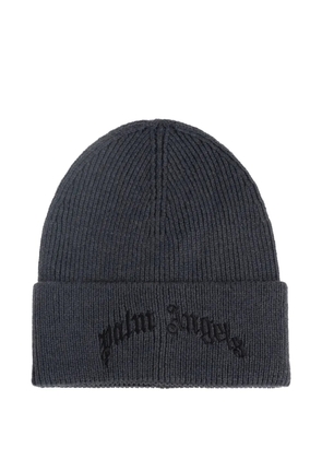 Palm Angels logo-embroidered beanie hat - Grey