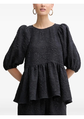 Stine Goya puffed-sleeve floral-effect top - Blue