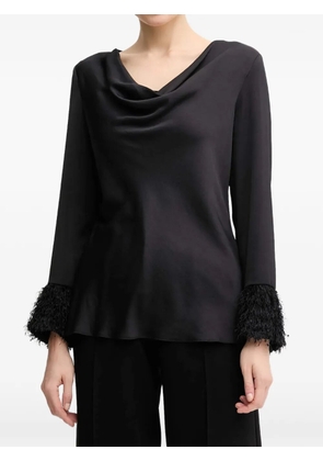 Joseph Ribkoff cowl-neck fringed-hem blouse - Black