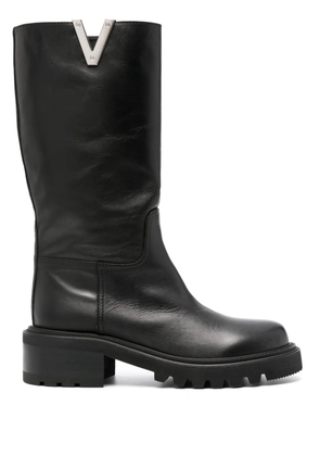 Via Roma 15 70mm Vlogo leather boots - Black