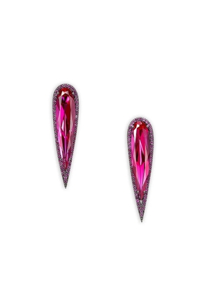 Anabela Chan 14k white gold and black rhodium vermeil Glimmer ruby earrings - Silver