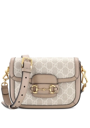 Gucci Pre-Owned Horsebit 1955 Shoulder Bag GG Coated Canvas with Leather Mini crossbody bag - Neutrals