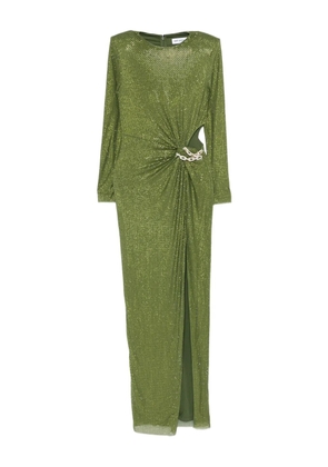 Self-Portrait rhinestone-embellished chain-detail maxi dress - Green