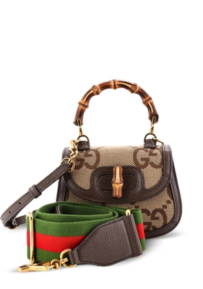 Gucci Pre-Owned Bamboo 1947 Top Handle Bag Jumbo GG Canvas Mini crossbody bag - Brown