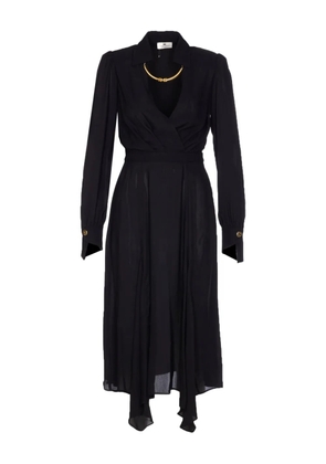 Elisabetta Franchi V-neck logo-necklace midi dress - Black