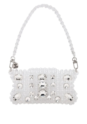 Bad at math embellished beaded shoulder bag - White