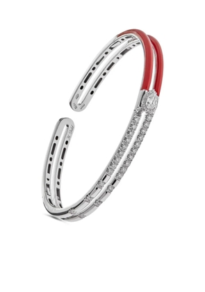 Jewels Aficionado 18K white gold diamond and enamel double bracelet - Silver