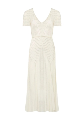 Temperley London beaded v-neck maxi dress - White
