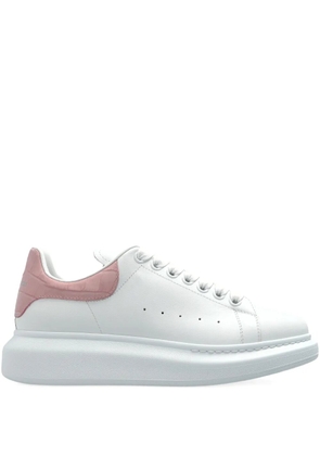 Alexander McQueen Oversized leather crocodile-effect heel sneakers - White
