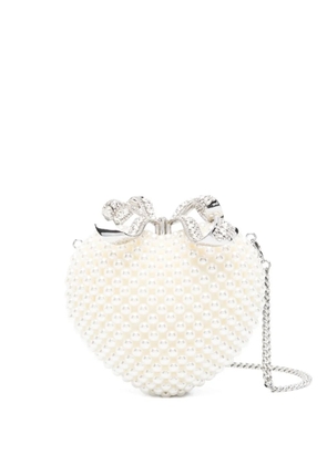 Self-Portrait Pearl Heart clutch - Neutrals