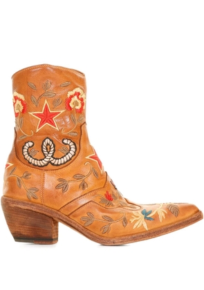 Fauzian Jeunesse embroidered leather cowboy boots - Brown