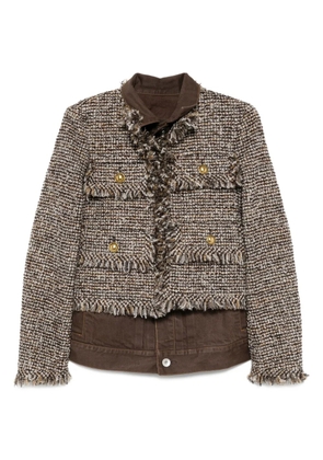 sacai layered twill jacket - Brown