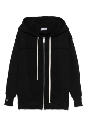 HAMZA frayed zip-up hoodie - Black