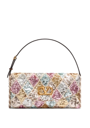 Valentino Garavani small valentino garavani devain rhombelle embroidery shoulder bag - Pink