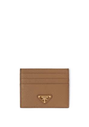 Prada logo-plaque Saffiano leather cardholder - Brown