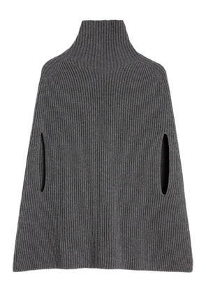 Jil Sander high-neck ribbed cape - Grey