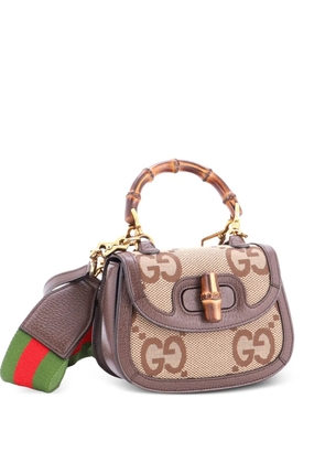 Gucci Pre-Owned Bamboo 1947 Top Handle Bag Jumbo GG Canvas Mini crossbody bag - Brown
