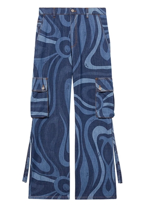 PUCCI Marmo-print cargo jeans - Blue