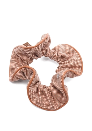 Hermès Pre-Owned 2010s leather-trimmed scrunchie - Brown
