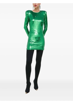 Bardot sequinned padded-shoulder dress - Green