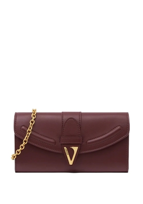 Versace logo-detail leather clutch - Red