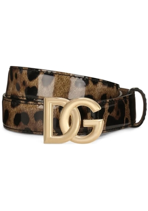 Dolce & Gabbana KIM DOLCE&GABBANA DG-logo leopard-print belt - Brown