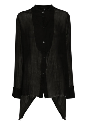 Masnada band-collar raw-cut hem shirt - Black