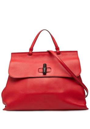 Gucci Pre-Owned 2000-2015 Large Leather Bamboo Daily satchel - Red